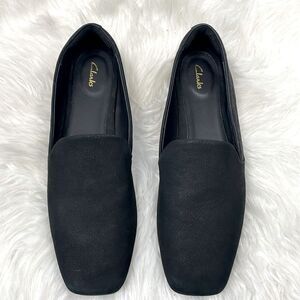 Clarks| Black suede flats,loafers 8 1/2